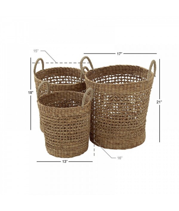 Seaweed woven wicker basket set (3 pieces)