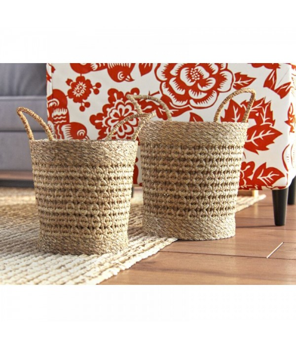 Seaweed woven wicker basket set (3 pieces)