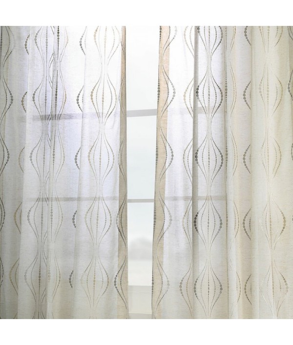 Geometric linen blended curtain