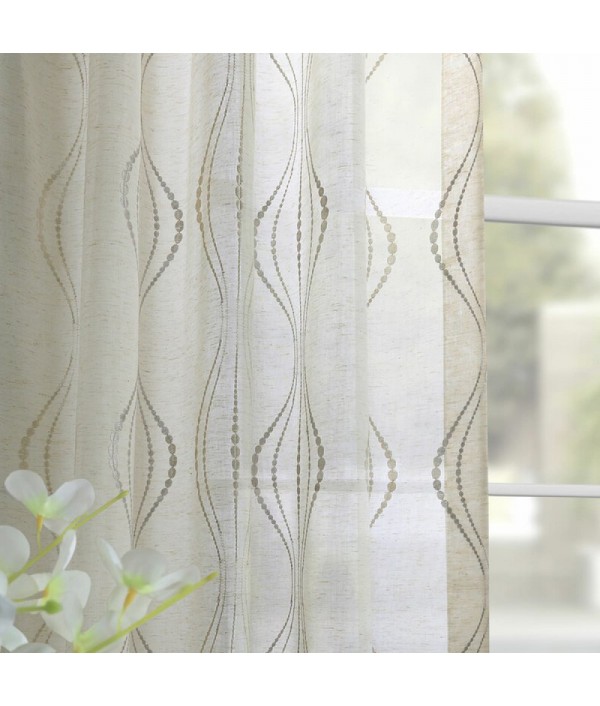 Geometric linen blended curtain